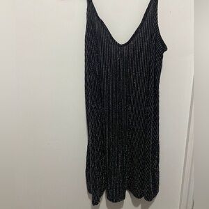 Elegant black sparkly slip dress